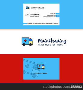 Beautiful Ambulance Logo and business card. vertical Design Vector