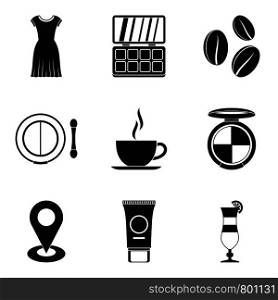 Beautiful appearance icons set. Simple set of 9 beautiful appearance vector icons for web isolated on white background. Beautiful appearance icons set, simple style
