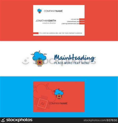 Beautiful Artificial intelligence on cloud Logo and business card. vertical Design Vector