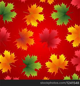Beautiful autumn background with maple leaves on red. Beautiful autumn background with maple leaves