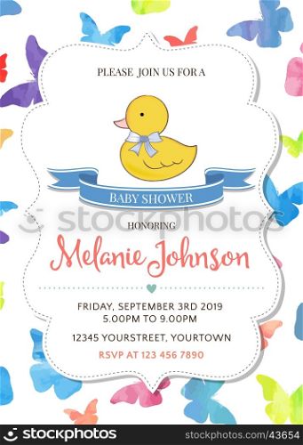 beautiful baby shower template, vector illustration