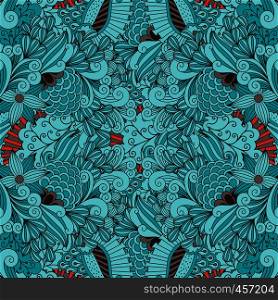 Beautiful background composed of geometric designs and lovely floral patterns colored green with some red. Beautiful background composed of geometric designs