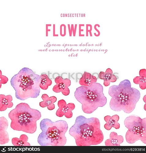 Beautiful background pattern with watercolor flowers. Vector illustration.