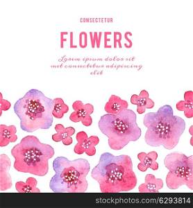 Beautiful background pattern with watercolor flowers. Vector illustration.