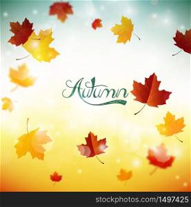 Beautiful background with falling leaves.Vector