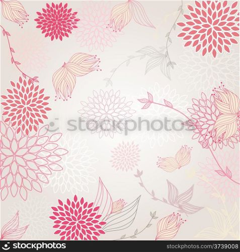 Beautiful background with seamless pattern pink flower