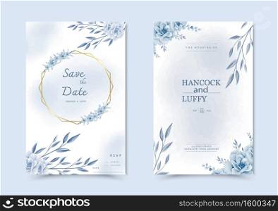 Beautiful background with watercolor floral wedding invitation card template.