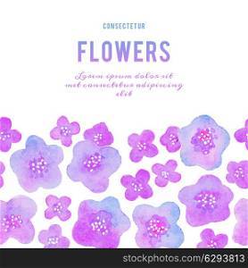 Beautiful background with watercolor flowers. Vector illustration