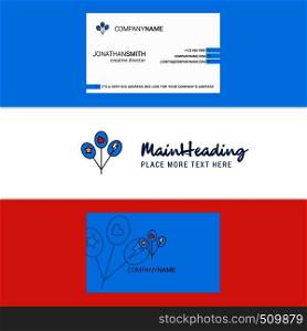 Beautiful Balloons Logo and business card. vertical Design Vector