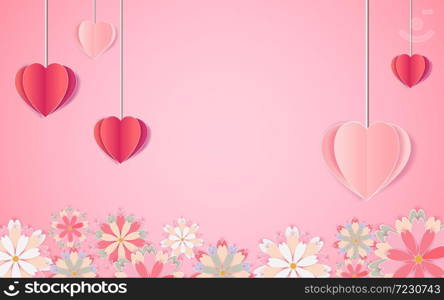 beautiful balloons of love and flowers that bloom. illustration of valentine's day