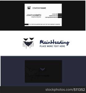 Beautiful Bat Logo and business card. vertical Design Vector