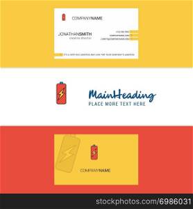 Beautiful Battery charging Logo and business card. vertical Design Vector