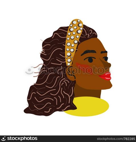 Beautiful black women with headband. White background. Jewelry woman. . Beautiful black women with headband. White background