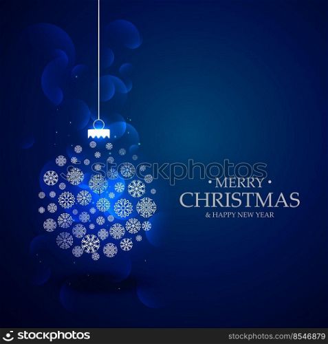 beautiful blue background with christmas festival ball made with snow flakes decoration
