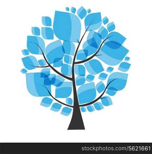 Beautiful Blue Tree on a White Background Vector Illustration. EPS10