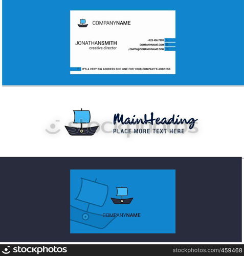 Beautiful Boat Logo and business card. vertical Design Vector