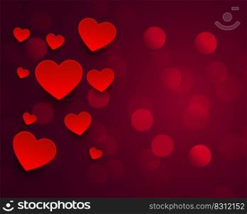 beautiful bokeh background with red hearts design