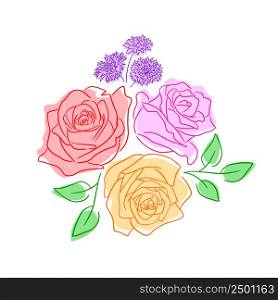 Beautiful bouquet of roses. Vector illustration for greeting card, wedding invitation and other holiday background.