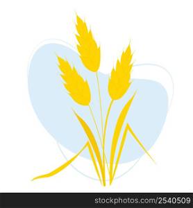 Beautiful Bouquet of yellow spikelets of wheat. Vector illustration