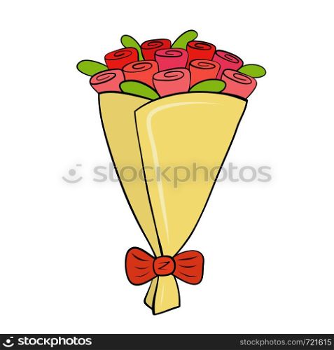 beautiful bouquet with rose flowers for valentine day card design