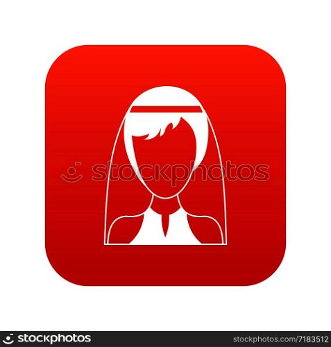 Beautiful bride in simple style isolated on white background vector illustration. Beautiful bride icon digital red