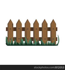 Beautiful brown fence along a beautiful garden vector color drawing or illustration