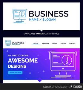Beautiful Business Concept Brand Name Alert, antivirus, attack, computer, virus Logo Design and Pink and Blue background Website Header Design template. Place for Slogan / Tagline. Exclusive Website banner and Business Logo design Template