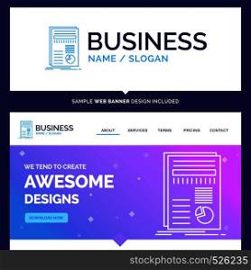 Beautiful Business Concept Brand Name business, data, finance, report, statistics Logo Design and Pink and Blue background Website Header Design template. Place for Slogan / Tagline. Exclusive Website banner and Business Logo design Template