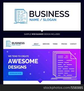 Beautiful Business Concept Brand Name Code, coding, doc, programming, script Logo Design and Pink and Blue background Website Header Design template. Place for Slogan / Tagline. Exclusive Website banner and Business Logo design Template