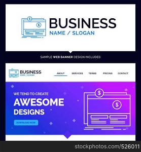 Beautiful Business Concept Brand Name Crowdfunding, funding, fundraising, platform, website Logo Design and Pink and Blue background Website Header Design template. Place for Slogan / Tagline. Exclusive Website banner and Business Logo design Template