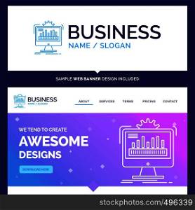 Beautiful Business Concept Brand Name dashboard, admin, monitor, monitoring, processing Logo Design and Pink and Blue background Website Header Design template. Place for Slogan / Tagline. Exclusive Website banner and Business Logo design Template