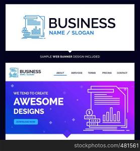 Beautiful Business Concept Brand Name economy, finance, money, information, reports Logo Design and Pink and Blue background Website Header Design template. Place for Slogan / Tagline. Exclusive Website banner and Business Logo design Template
