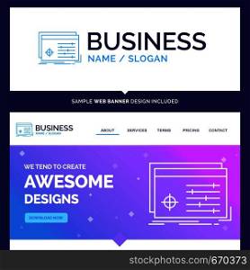 Beautiful Business Concept Brand Name File, object, processing, settings, software Logo Design and Pink and Blue background Website Header Design template. Place for Slogan / Tagline. Exclusive Website banner and Business Logo design Template