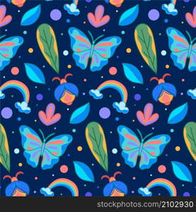 Beautiful butterfly vector seamless pattern design. Awesome for spring summer vintage fabric, textile, wallpaper, scrap booking, gift wrap, invitation, and clothing.
