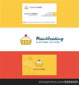 Beautiful Cake Logo and business card. vertical Design Vector
