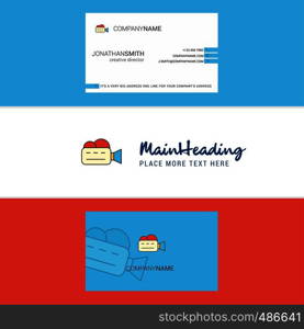 Beautiful Camcoder Logo and business card. vertical Design Vector