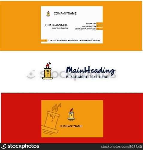 Beautiful Candle Logo and business card. vertical Design Vector