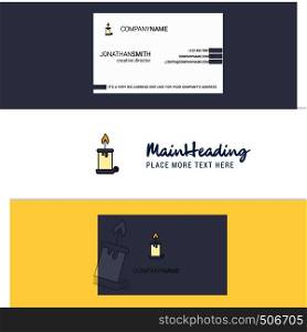 Beautiful Candle Logo and business card. vertical Design Vector