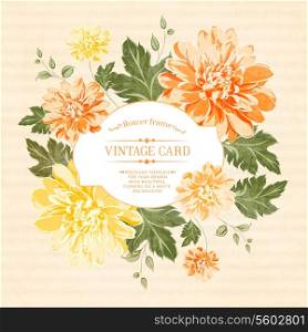 Beautiful card with flowers of different color. Vector illustration.
