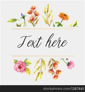 Beautiful Card with watercolor floral bouquet. Vector illustration. Beautiful Card with watercolor floral bouquet. Vector illustration frame