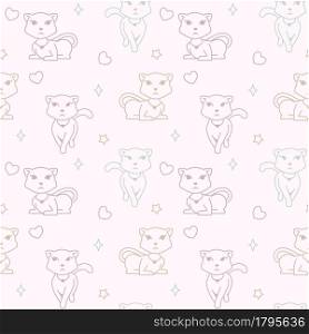 Beautiful Cat Seamless Pattern Texture Background Wrapping Ornament