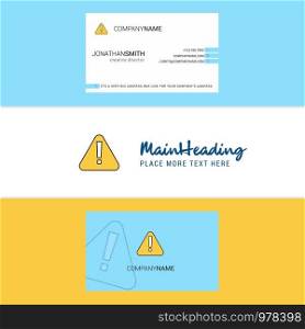 Beautiful Caution Logo and business card. vertical Design Vector
