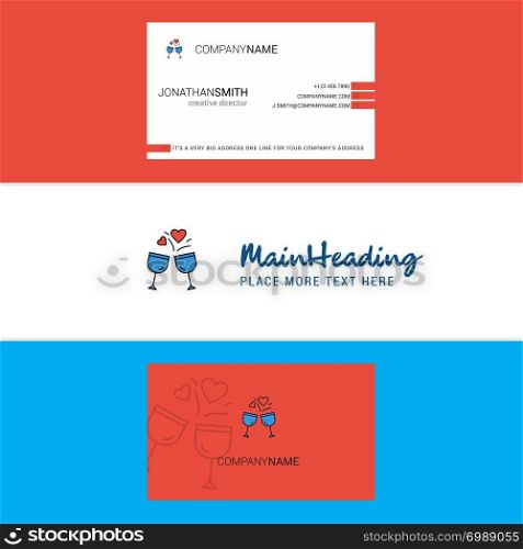 Beautiful Cheers Logo and business card. vertical Design Vector