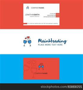 Beautiful Cheers Logo and business card. vertical Design Vector