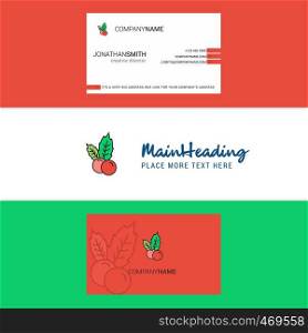 Beautiful Cherries Logo and business card. vertical Design Vector
