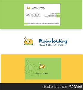 Beautiful Chicken meat Logo and business card. vertical Design Vector