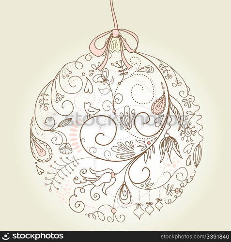 Beautiful Christmas ball illustration. Christmas Card