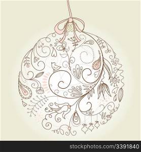 Beautiful Christmas ball illustration. Christmas Card