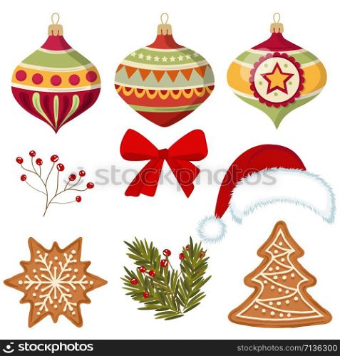 beautiful Christmas decoration collection isolated on white