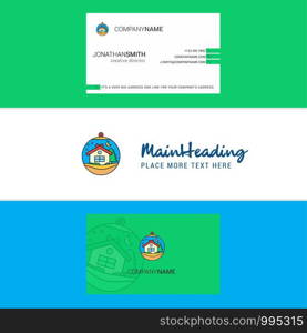 Beautiful Christmas globe Logo and business card. vertical Design Vector